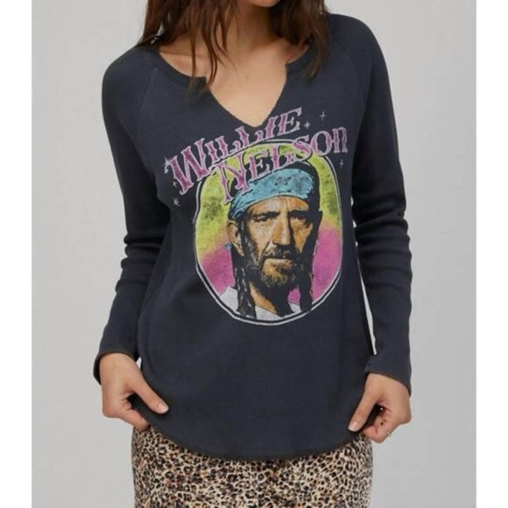 NWT DAYDREAMER WILLIE NELSON THERMAL WAFFLE HENLEY, LARGE